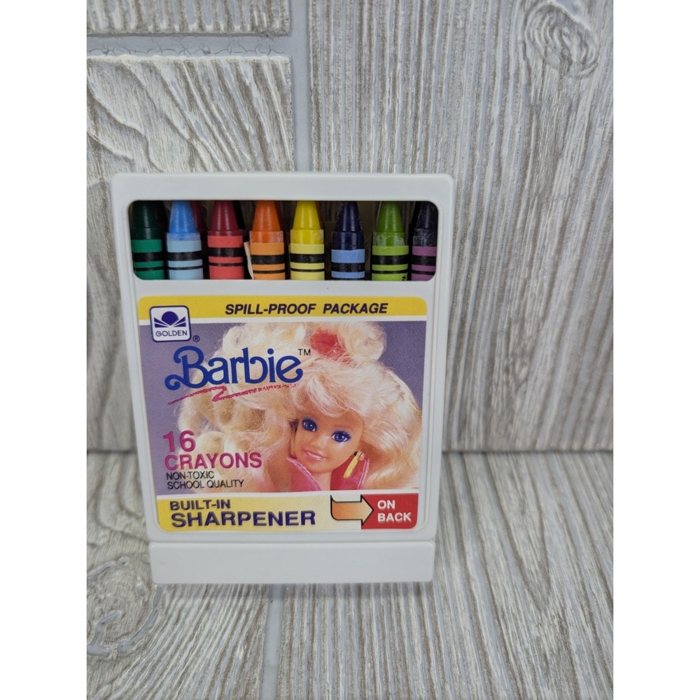 Vintage Barbie Crayons Built-in Sharpener 16 Count 1990 School Supplies RARE